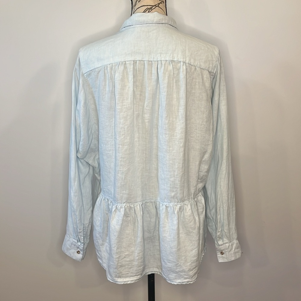 Anthropologie Holding Horses linen button front top light blue S - Picture 5 of 9